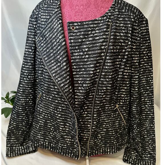 The Limited Black Lace Nylon & Cotton Long Sleeve Full Zip Casual Jacket 1x - Picture 4 of 7